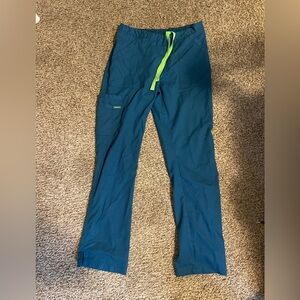 Landau women's caribbean blue Teal Cargo Pants with Lime Accents